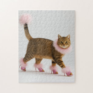    Stylish Cat in Pink Heels and Fluffy Glam       Jigsaw Puzzle