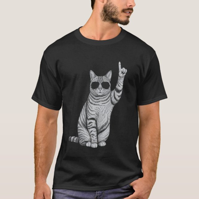 Stylish Cat With Sunglasses T-Shirt (Front)