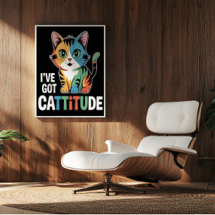 Stylish Cat's Confident Stance Poster