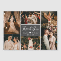 Stylish Chalkboard Pic Collage Wedding Thank You