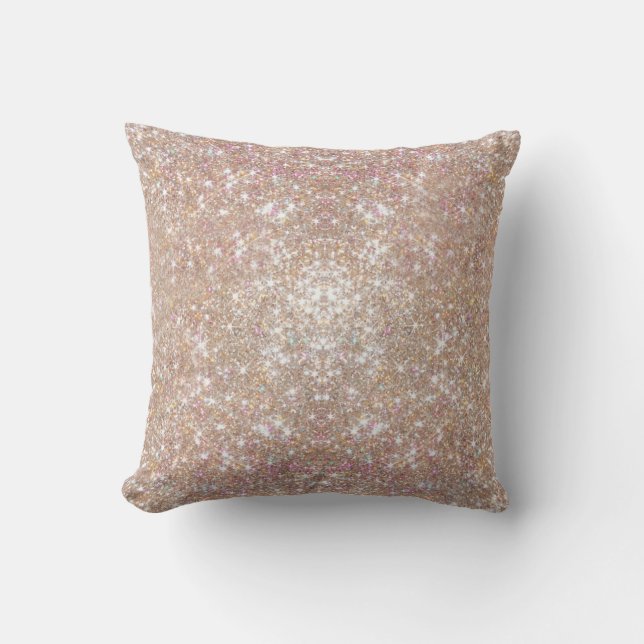 Stylish Champagne Girly Glitter Cushion (Front)