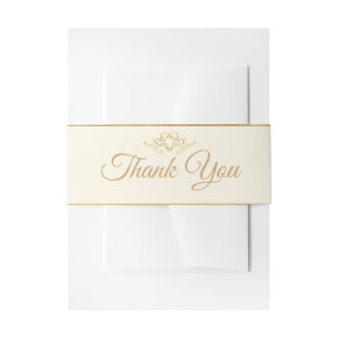 Stylish Champagne Gold Thank You Belly Band Invitation Belly Band
