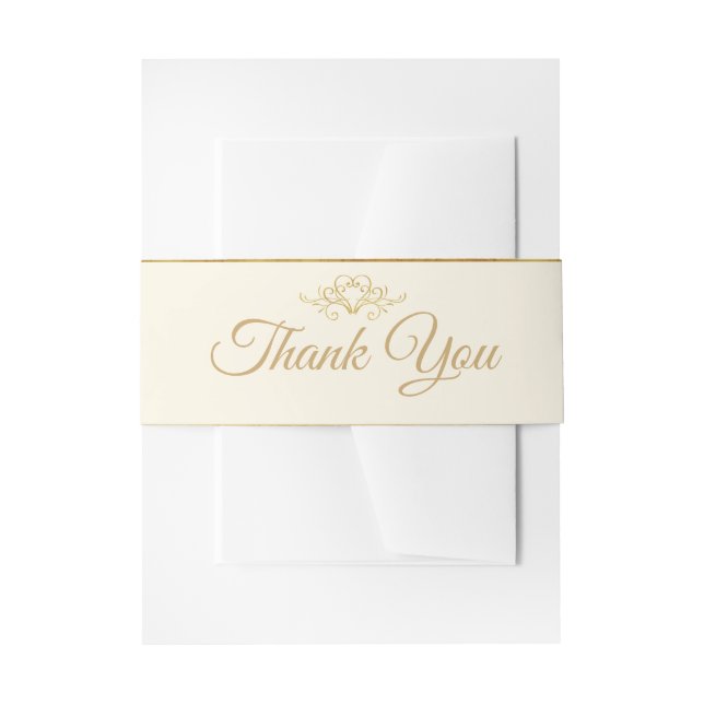 Stylish Champagne Gold Thank You Belly Band Invitation Belly Band (Front Example)