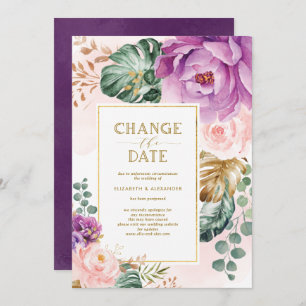 Stylish Change the Date Wedding New Plan Canceled Invitation