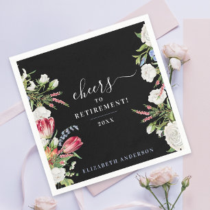 Stylish Cheers Elegant Black Garden Retire Floral Napkin
