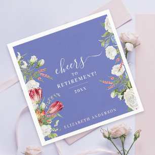 Stylish Cheers Elegant Lavender Retirement Floral Napkin
