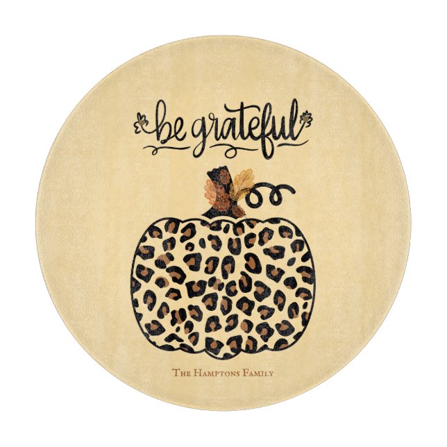 Stylish Cheetah Pumpkin Cutting Board (Front)