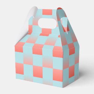 Stylish chequered gradient powder blue coral pink favour box