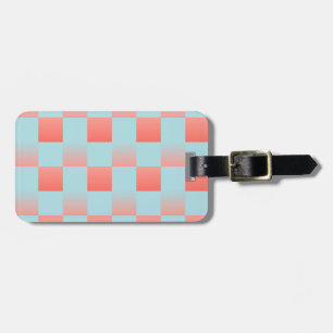 Stylish chequered gradient powder blue coral pink luggage tag