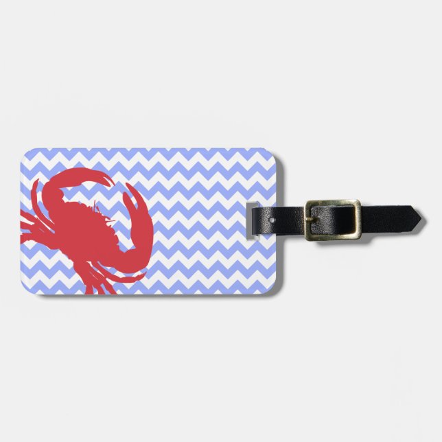 Stylish Chevron & Crab Luggage Tag (Front Horizontal)