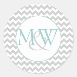 Stylish Chevron Monogram Wedding Envelope Sticker
