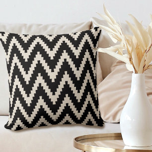 Stylish Chevron Pattern Black Off-white Cushion