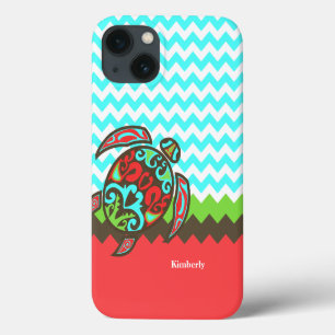 Stylish Chevron & Sea Turtle Custom iPhone Case