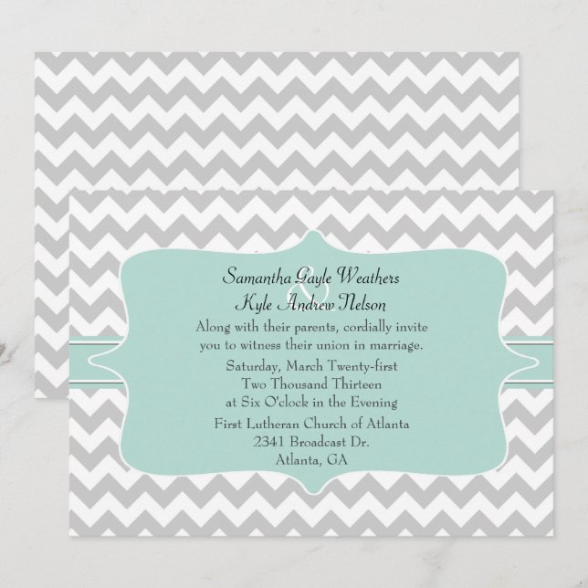 Stylish Chevron Wedding Invitation (Front/Back)