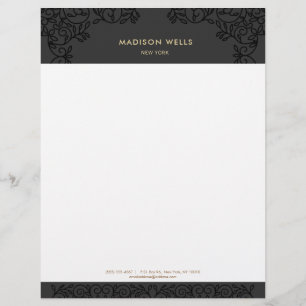 Stylish Chic Black Ornate Frame Personalised Letterhead