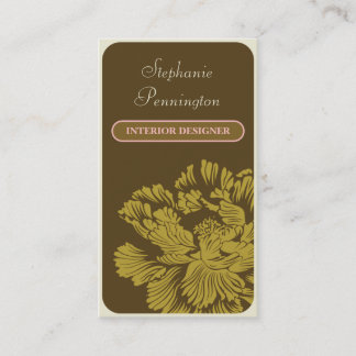 Stylish chic brown interior designer business card