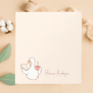 Stylish Chic Cute Goose & Coffee Modern Notepad