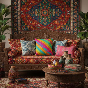stylish chic elegant geometric colourful cushion