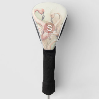 Stylish Chic Flamingo Monogram Personalised Golf Head Cover