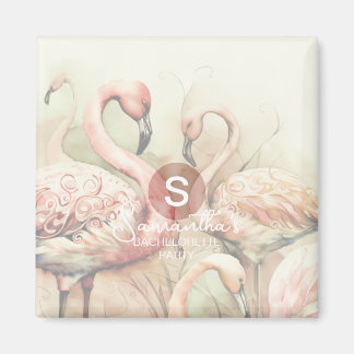 Stylish Chic Flamingo Monogram Personalised Magnet