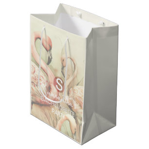 Stylish Chic Flamingo Monogram Personalised Medium Gift Bag