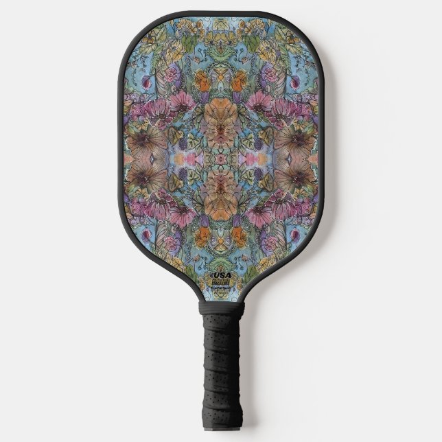 Stylish Chic Flower Garden Watercolor Painting  Pickleball Paddle (Front)