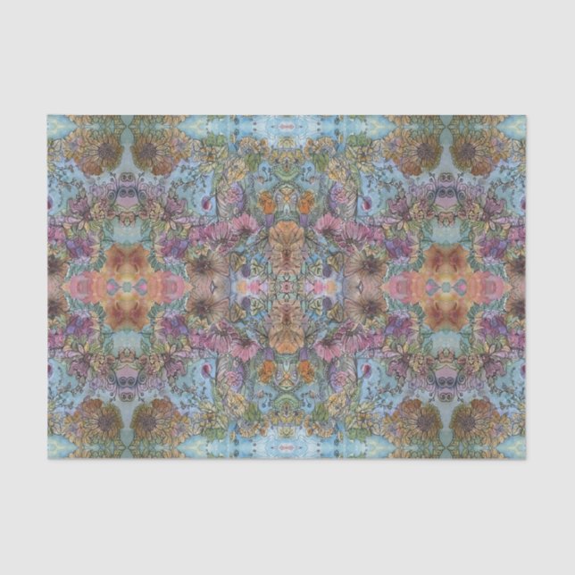 Stylish Chic Flower Garden Watercolor Painting  Tissue Paper (Front)