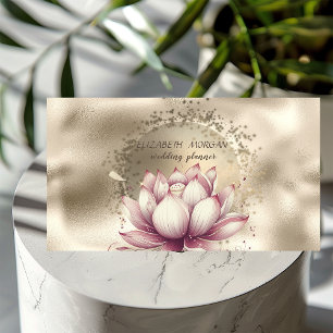 Stylish Chic Gold Confetti Glitter Lotus Metallic Business Card