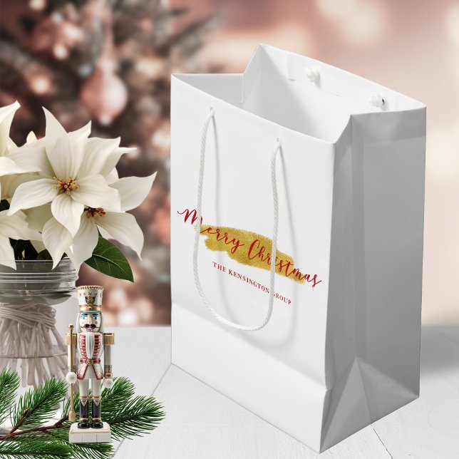 Stylish Chic Gold Foil Merry Christmas Medium Gift Bag (Stylish Chic Gold Foil Merry Christmas Medium Gift Bag)