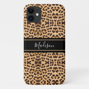 Stylish Chic Leopard Print Monogram Personalised Case-Mate iPhone Case