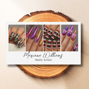 stylish chic nail artist 4 photos collage minimal business card