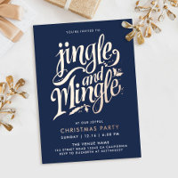 Stylish Chic Navy Blue Business Christmas Script