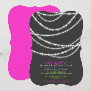 Stylish Chic New Year's Eve Sparkles Dinner Party Invitation