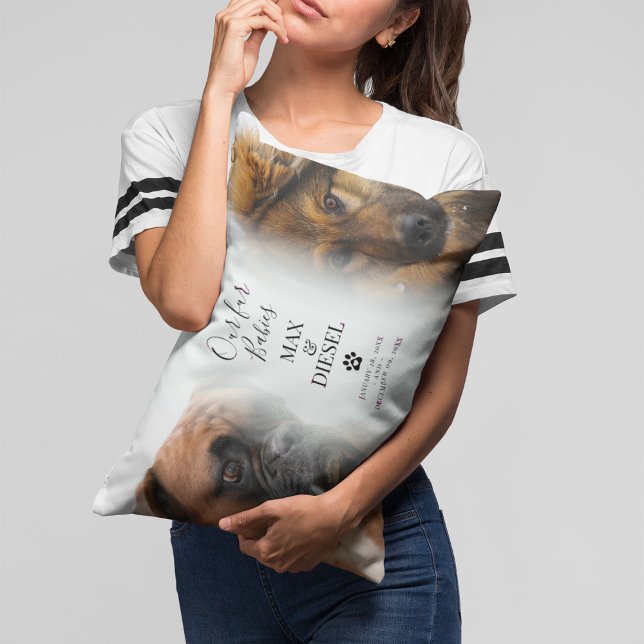 Stylish Chic Pet Memorial 2 x Photo Keepsake Lumbar Cushion (Creator Uploaded)