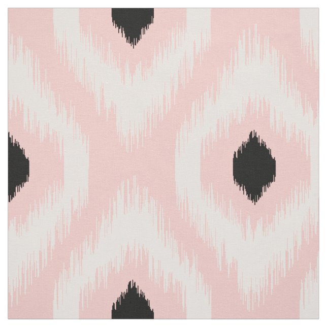 Stylish Chic Pink Black Diamond Ikat Pattern Fabric (Swatch)