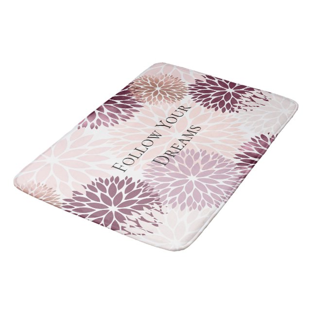Stylish Chic Pink Floral  Bath Mat (Angled)
