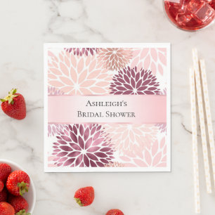 Stylish Chic Pink Floral Bridal Shower Napkin