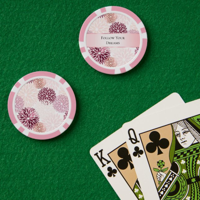 Stylish Chic Pink Floral  Poker Chips (Poker Table (Double))