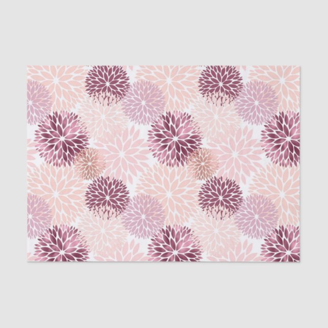 Stylish Chic Pink Floral Tissue Paper (Front)