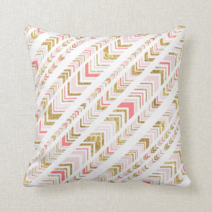 Stylish Chic Pink & Gold Tribal Pattern Cushion