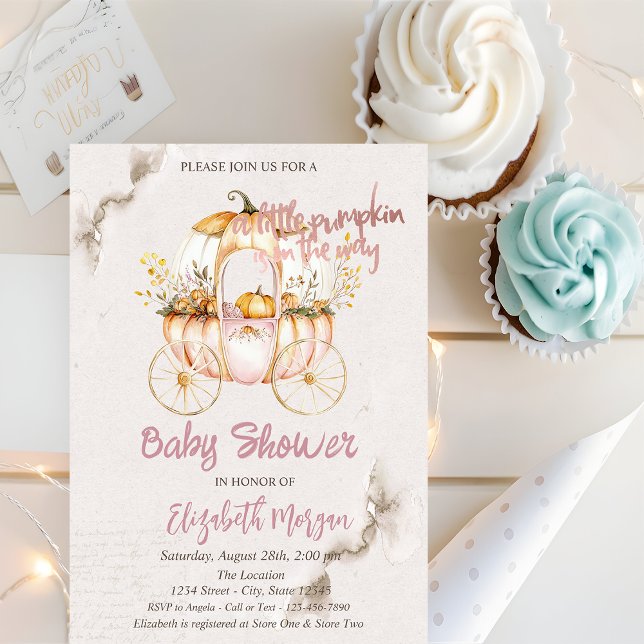 Stylish Chic Pumpkin Carriage Baby Shower Invitation (Creator Uploaded)