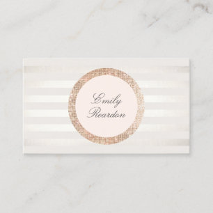 Stylish Chic Striped Rose Gold Sequin Pink Logo Business Card