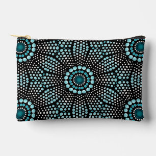 Stylish Chic Trendy Modern Girly Teal Dot Art Accessory Pouch