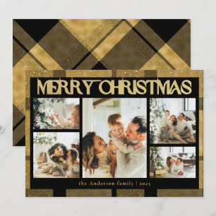 Stylish Chic Typography Photo Collage Christmas Holiday Card