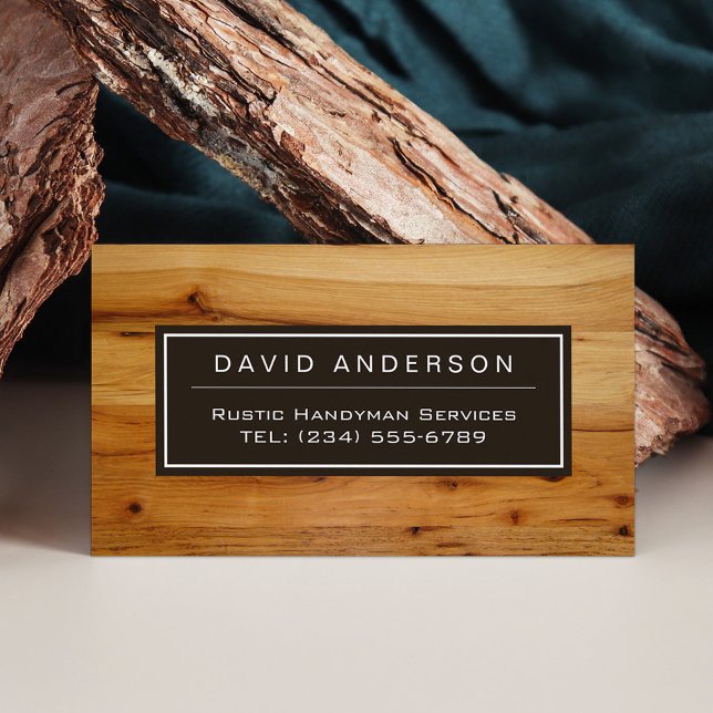 Stylish Chic Wood Grain Woodgrain Look Magnetic Business Card (Creator Uploaded)