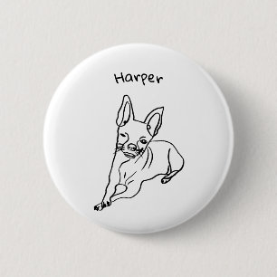 Stylish Chihuahua: Personalised Line Art Decor 6 Cm Round Badge