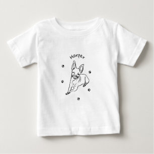 Stylish Chihuahua: Personalised Line Art Decor Baby T-Shirt