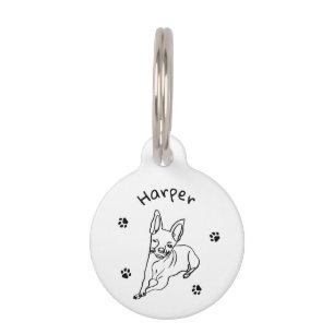 Stylish Chihuahua: Personalised Line Art Decor Pet Tag