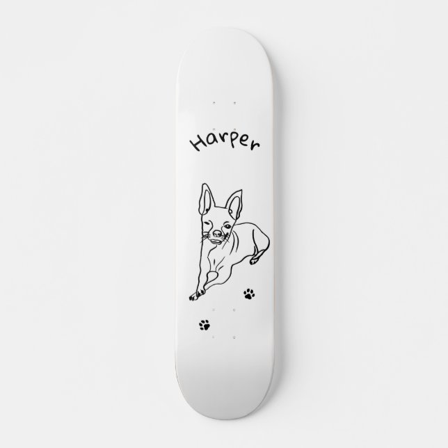 Stylish Chihuahua: Personalised Line Art Decor Skateboard (Front)