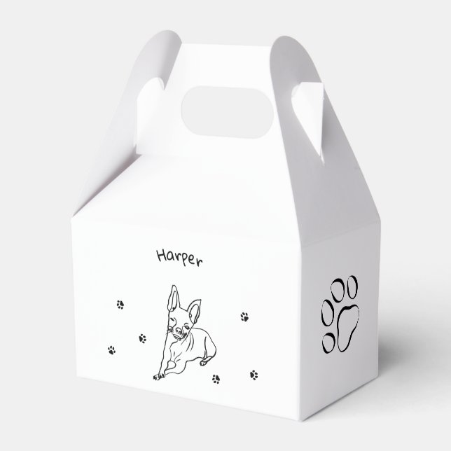 Stylish Chihuahua: Personalised Line Art Favour Box (Front Side)